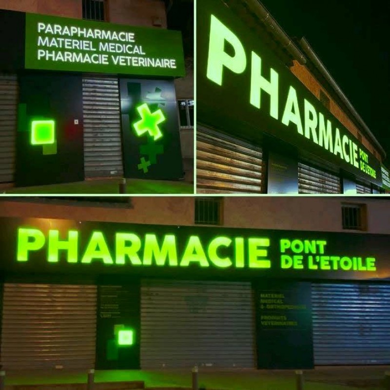 Conception et pose d'une enseigne lumineuse dans une pharmacie à pont-de-l'etoile proximité d'Aubagne 13